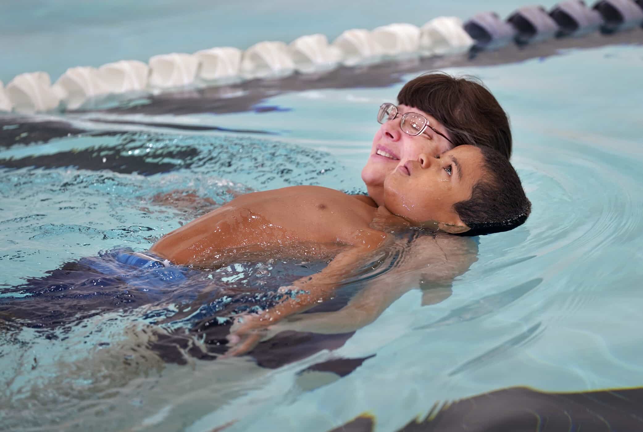Photo of young boy during swim lessons