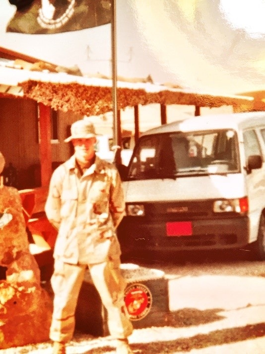 Drew in military uniform