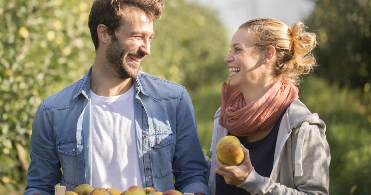 Man and woman smiling