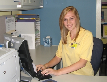 teenager girl at a computer