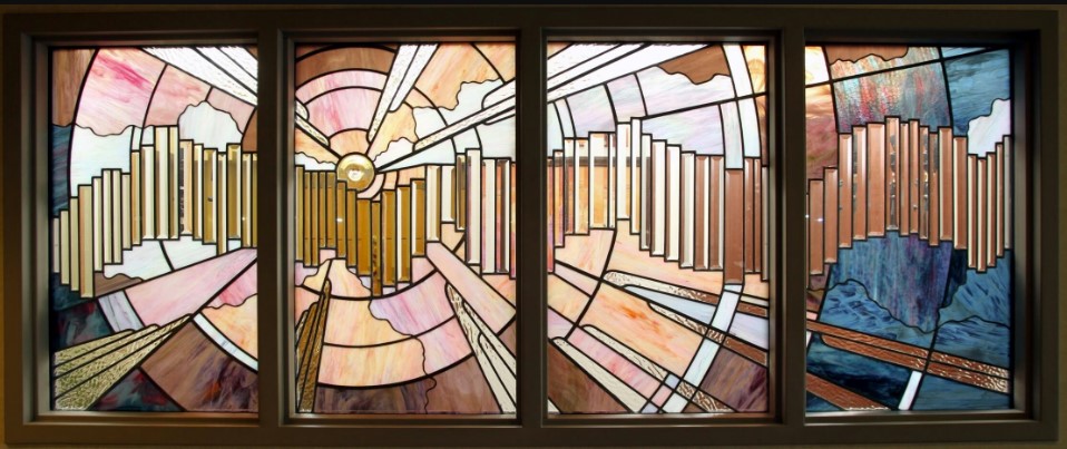 Stained glass window at the All Faiths Chapel at Winchester Medical Center