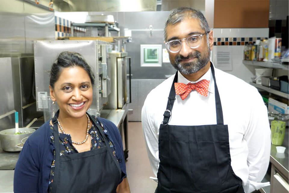Photo of Dr. Alexander and Dr. Nashed in the kitchen