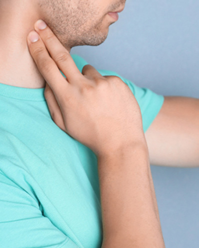 man checking his pulse